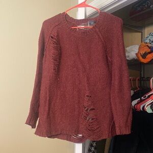 Urban outfitters maroon distressed sweater